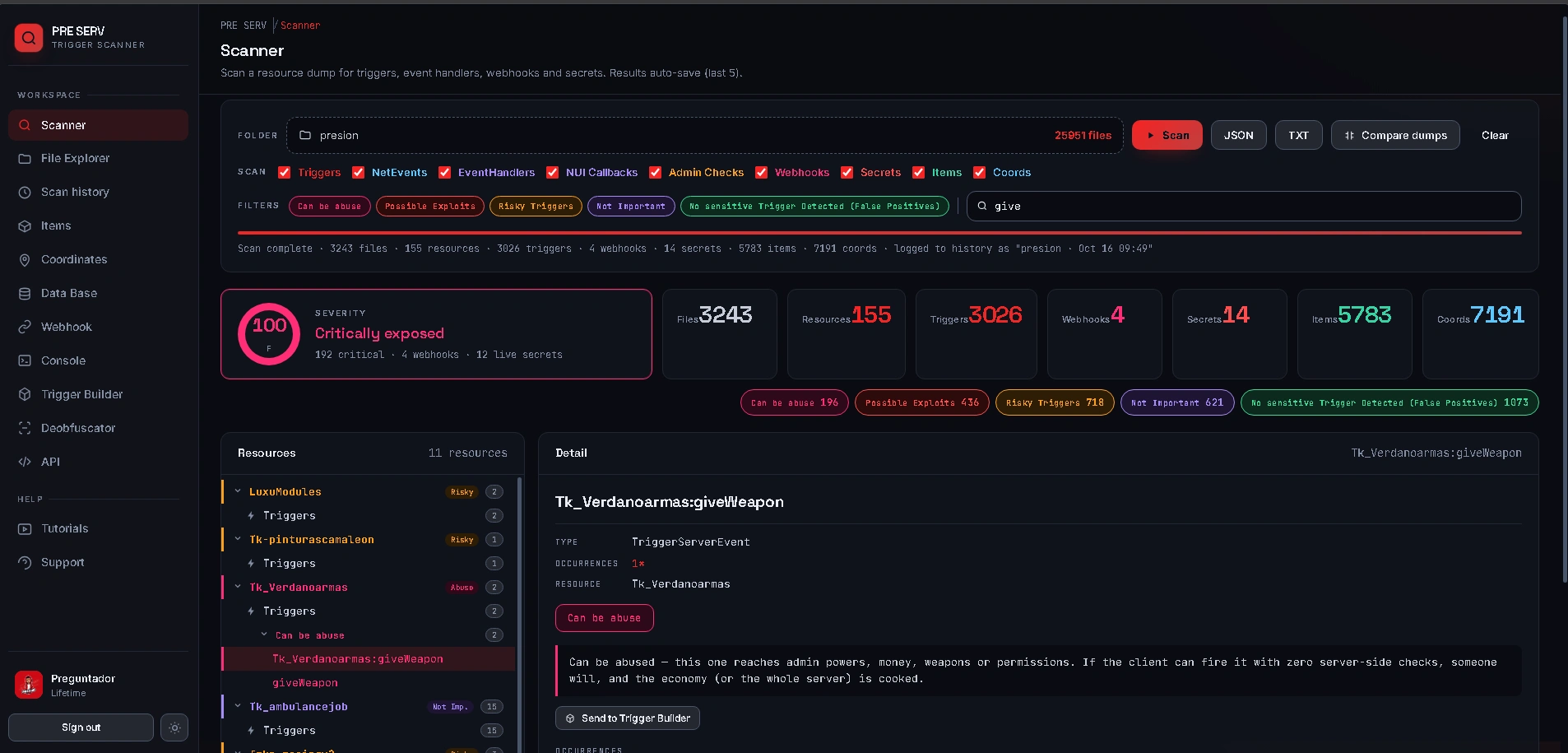 PreServ Trigger Finder